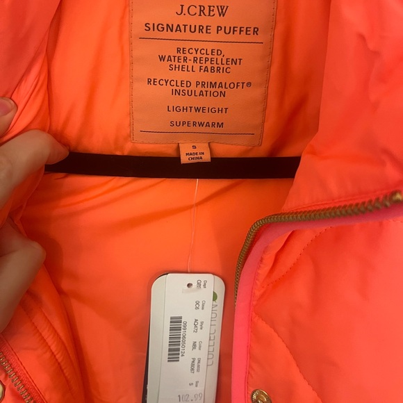 J. Crew Puffer Vest NWT | Neon Pink/ Orange | Size Small - Picture 6 of 9